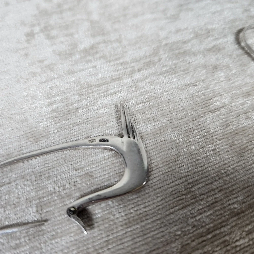 Vintage 925 Sterling Silver Artisan Stylized Bird Dangle Drop Earrings